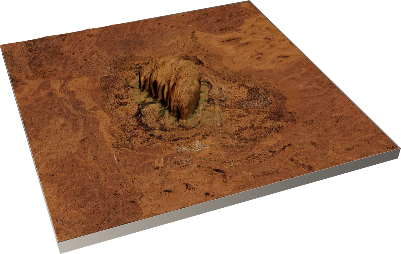 Terrain block of Uluru in red desert