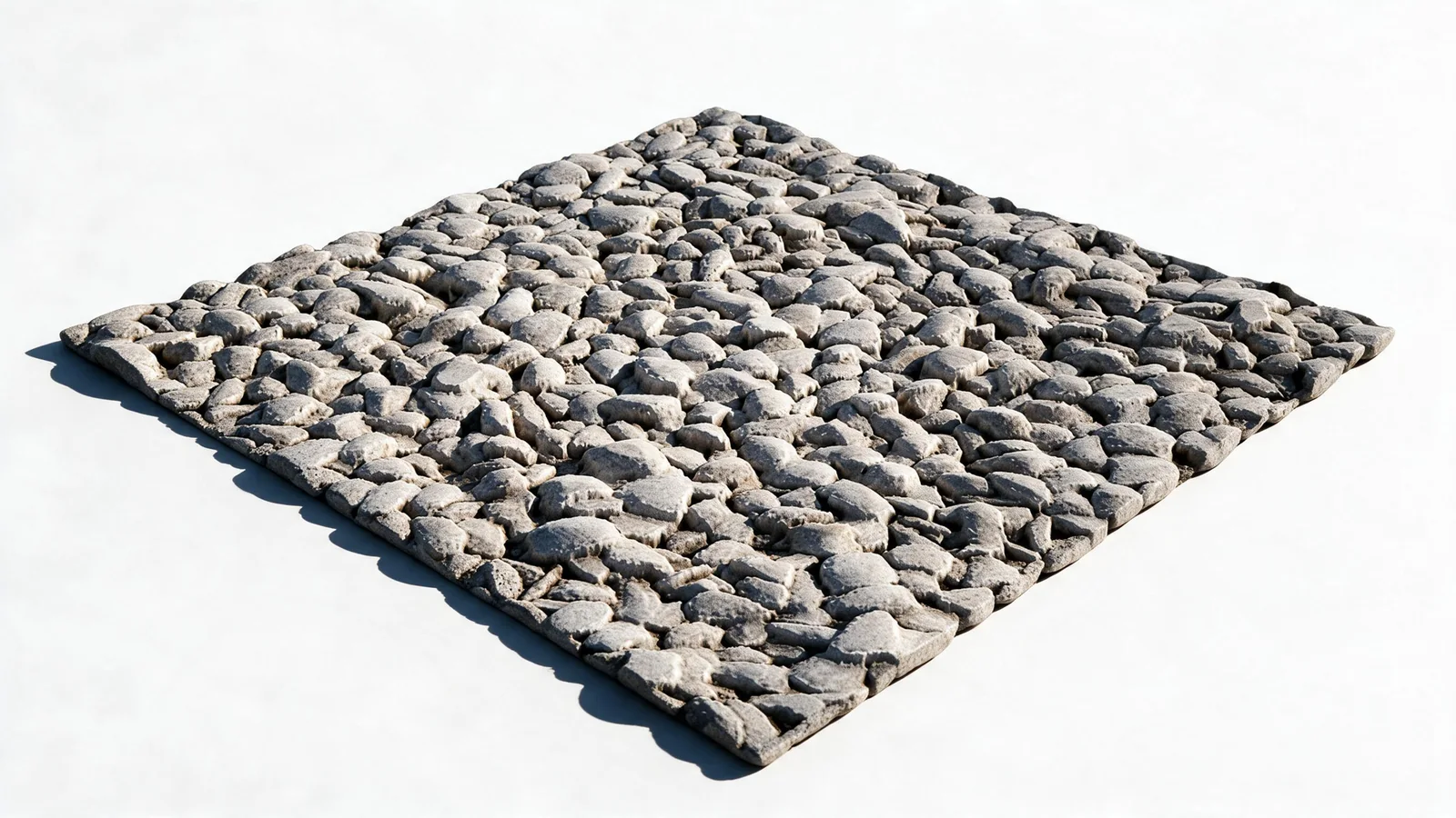 A square of cobbled stones in 3D relief, made from a single photo